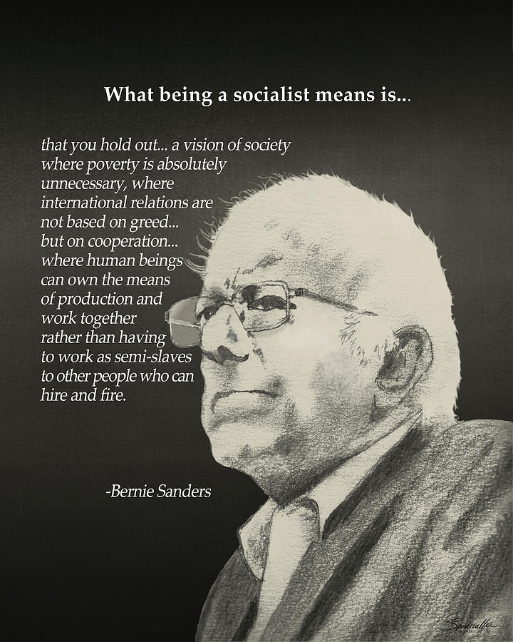 Socialist Drawing - Bernie Sanders Portrait #1 by M Spadecaller