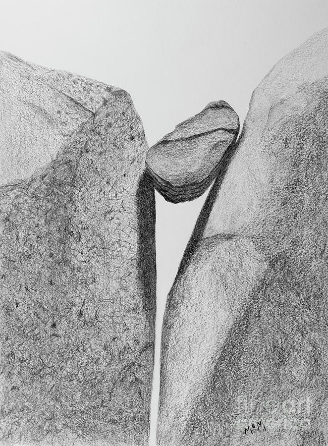 Between a Rock and a Hard Place, #1 Drawing by Garry McMichael