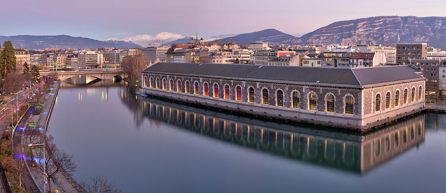 BFM and Rhone river, Geneva, Switzerland #1 Photograph by Elenarts - Elena Duvernay photo