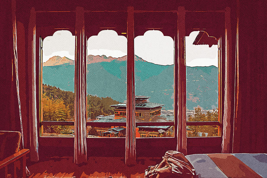 Bhutan 2  - Watercolor ca 2020 by Ahmet Asar #1 Digital Art by Celestial Images