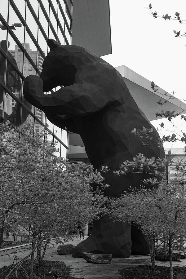 Big Blue Bear in Denver Colorado in black and white #1 Photograph by Eldon McGraw