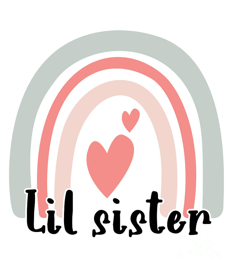 Baby Shower Drawing - Big Brother Lil Sister Toddler Shirt Rainbow Baby Bodysuit Siblings Kids Top Baby Older Sister Tee #1 by Mounir Khalfouf