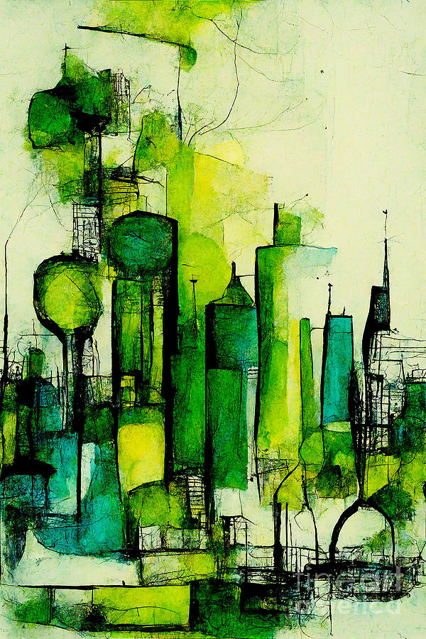 Abstract Digital Art - Big city vision #1 by Sabantha