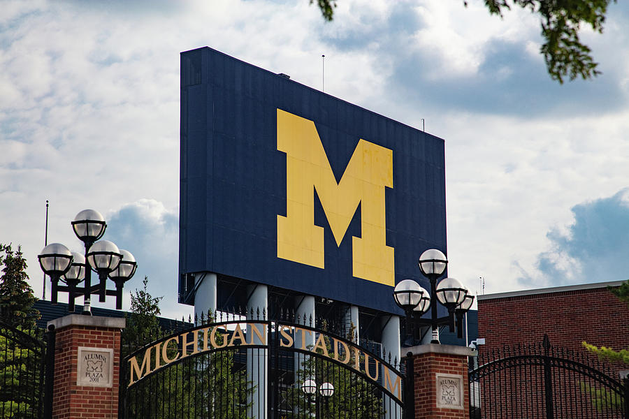 Big M sign at Michigan Stadium #1 Photograph by Eldon McGraw
