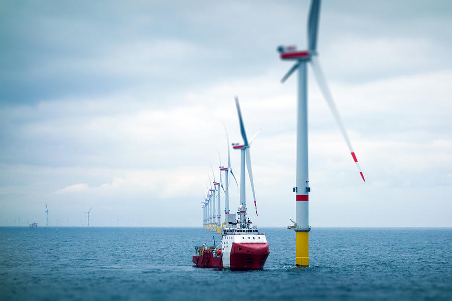 Big Offshore wind-farm with transfer vessel #1 Photograph by CharlieChesvick