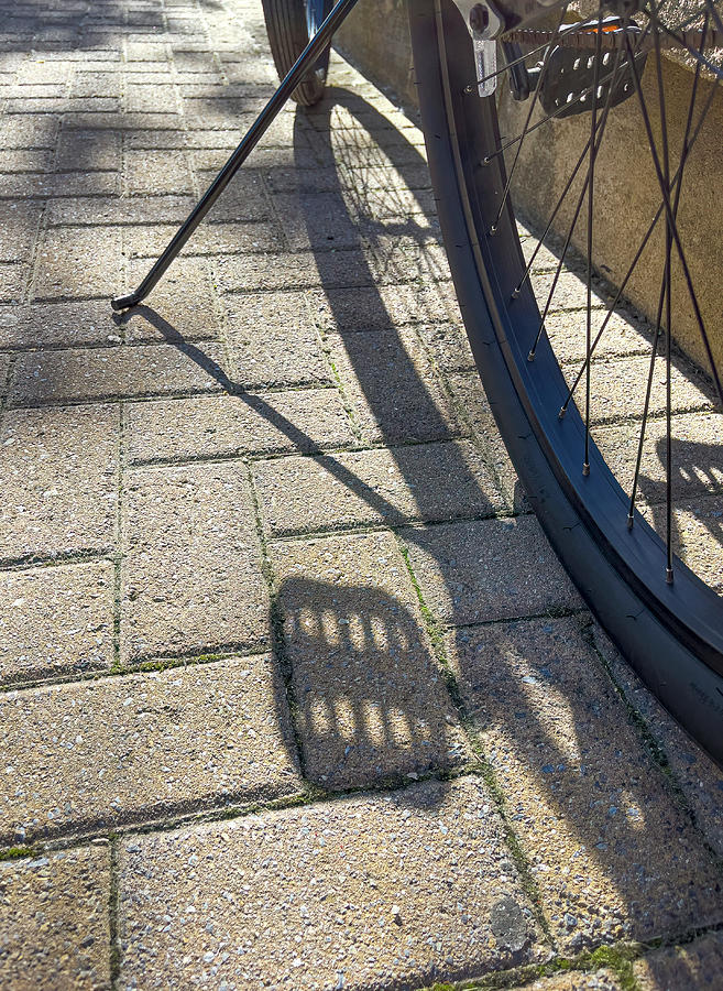 Bike And Shadows In The Morning #1 Photograph by Gary Slawsky