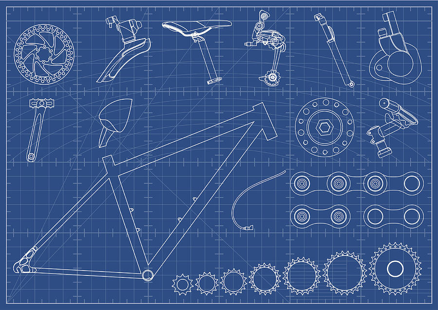 Bike Equipments Blueprints #1 Drawing by Youst