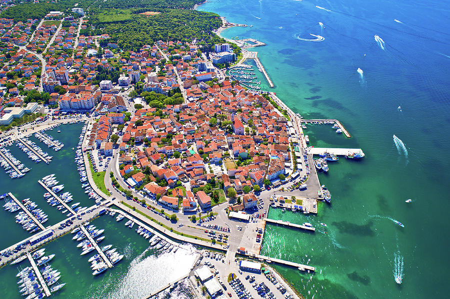 Biograd na Moru historic coastal town aerial view #1 Photograph by Brch Photography