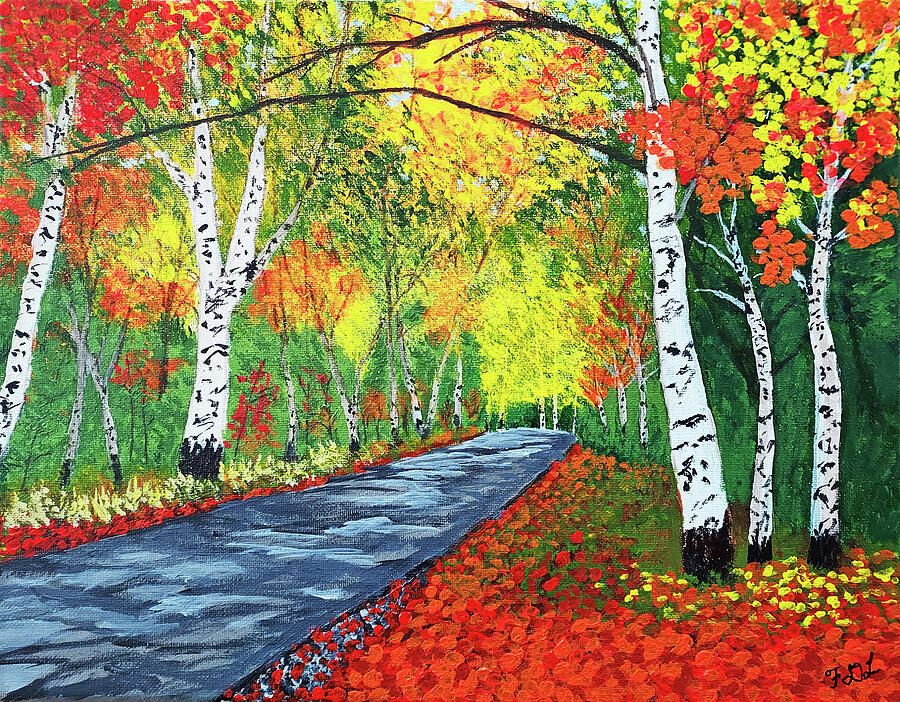 Birch Grove in Autumn #2 Painting by Frank Littman