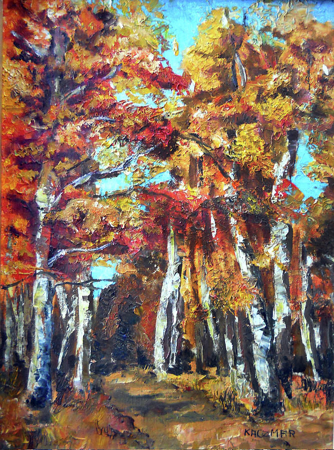 Autumn Leaves Painting - Birch in the Fall by Olga Kaczmar