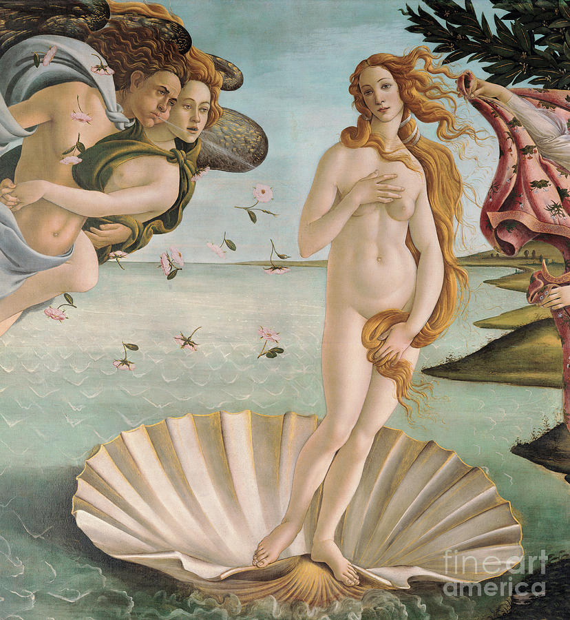 Mermaid Painting - Birth of Venus detail by Sandro Botticelli