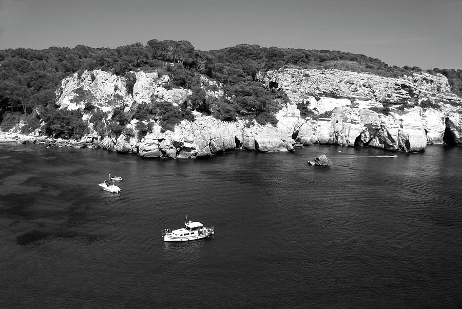Black and white yacht in Menorca, Balearic islands, Spain #1 Photograph by Severija Kirilovaite