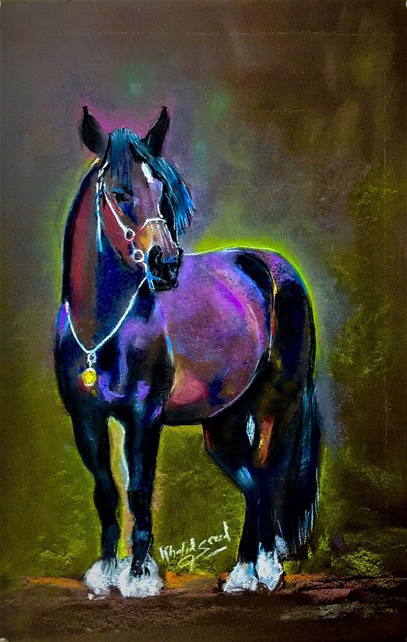 Horse Pastel - Black beauty #1 by Khalid Saeed