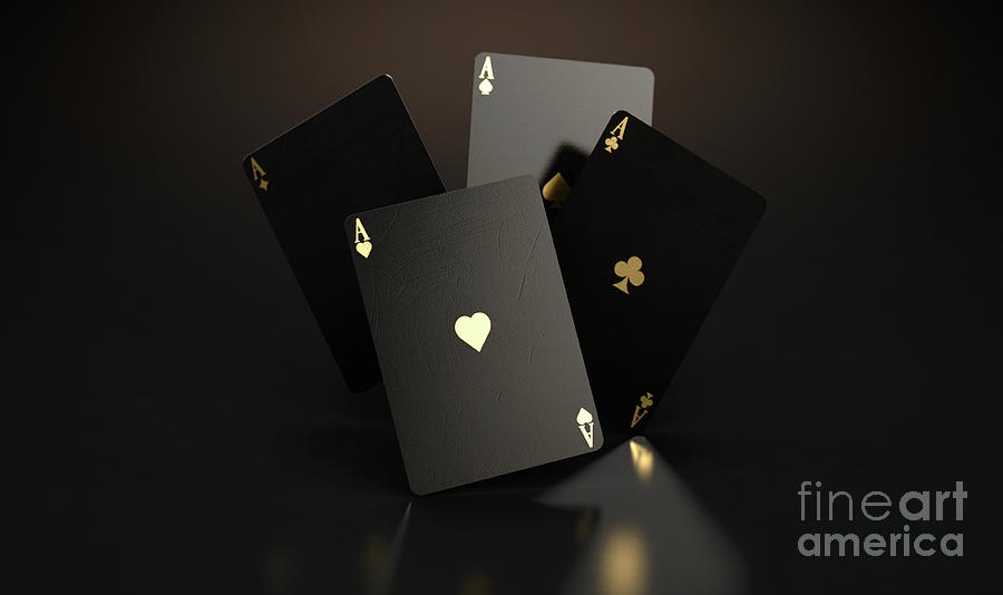 Black Casino Card Aces Digital Art