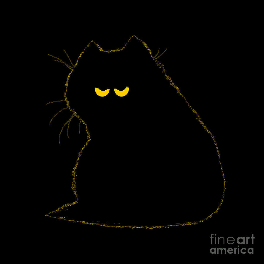 Black Cat #1 Painting by Zaira Dzhaubaeva