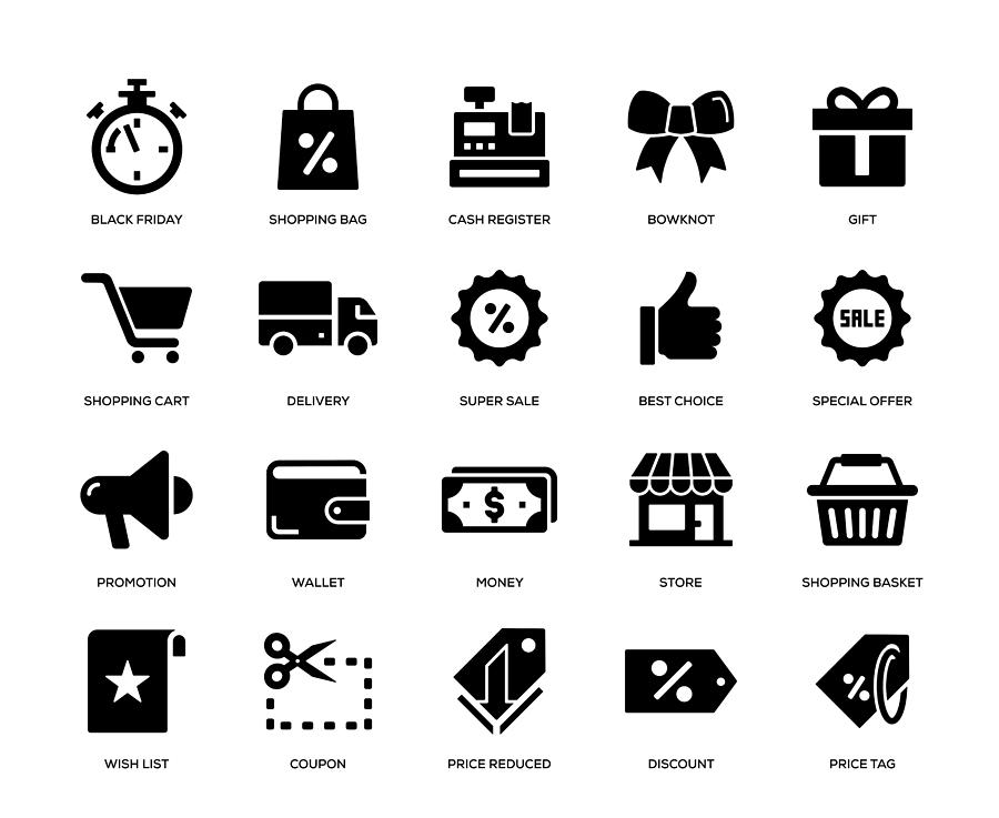 Black Friday Icon Set #1 Drawing by Enis Aksoy