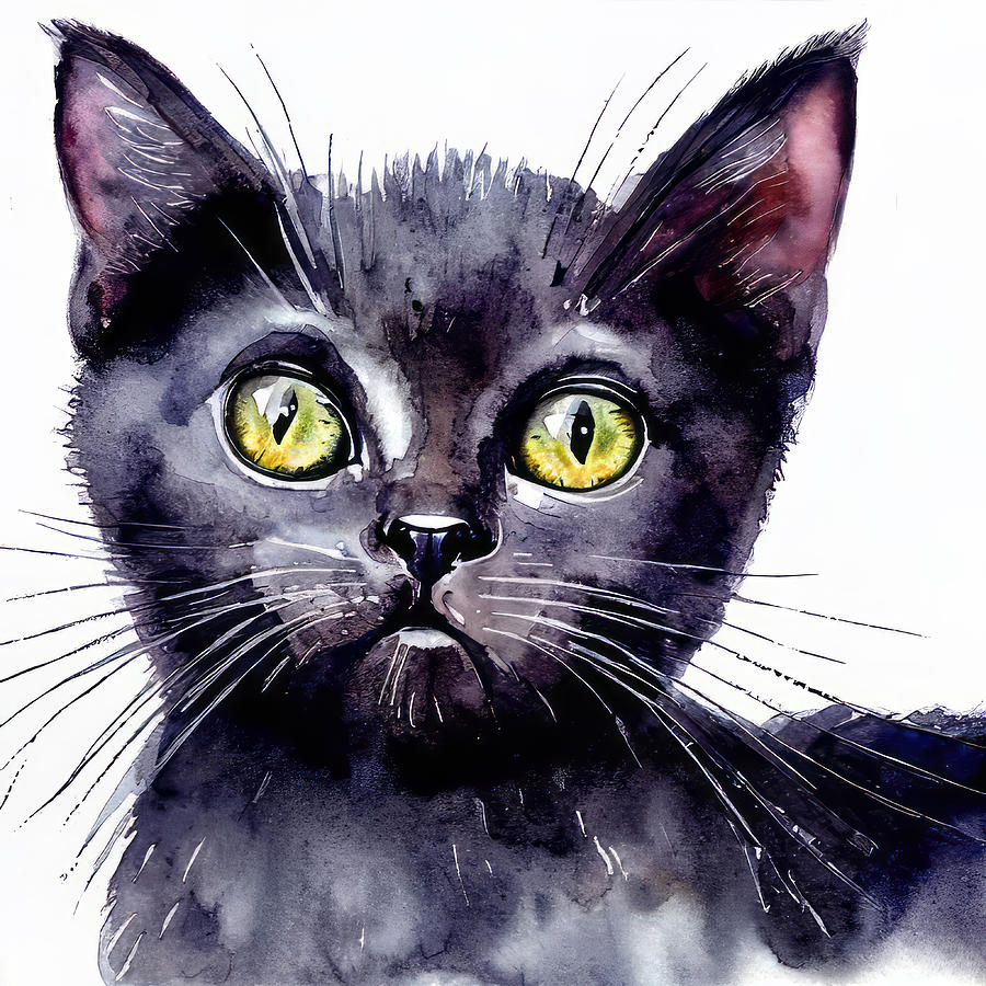 Black Kitten #1 Digital Art by Jill Nightingale