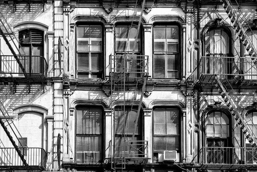 Black Manhattan Series - Old Building Facades #1 Photograph by Philippe HUGONNARD