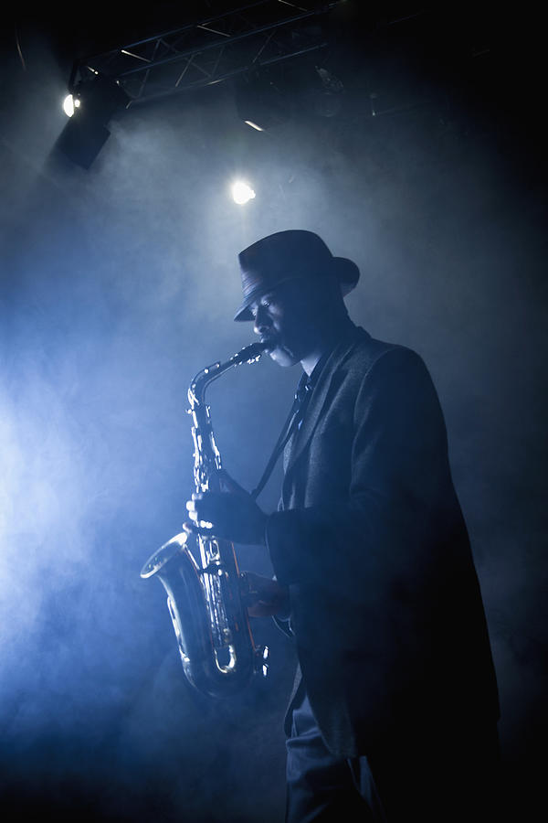 Black musician playing saxophone on stage #1 Photograph by Jon Feingersh Photography Inc