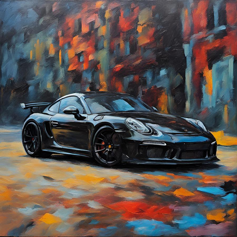 Black Porsche GT4 Painting by Fernando Torres - Fine Art America