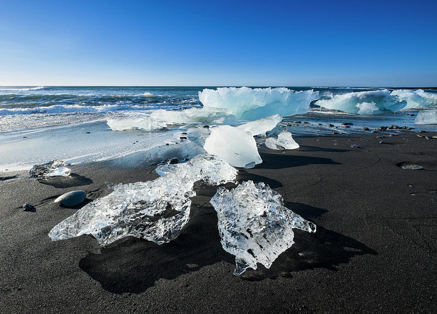 Black Sand Beach With Ice #1 Photograph by David L Moore