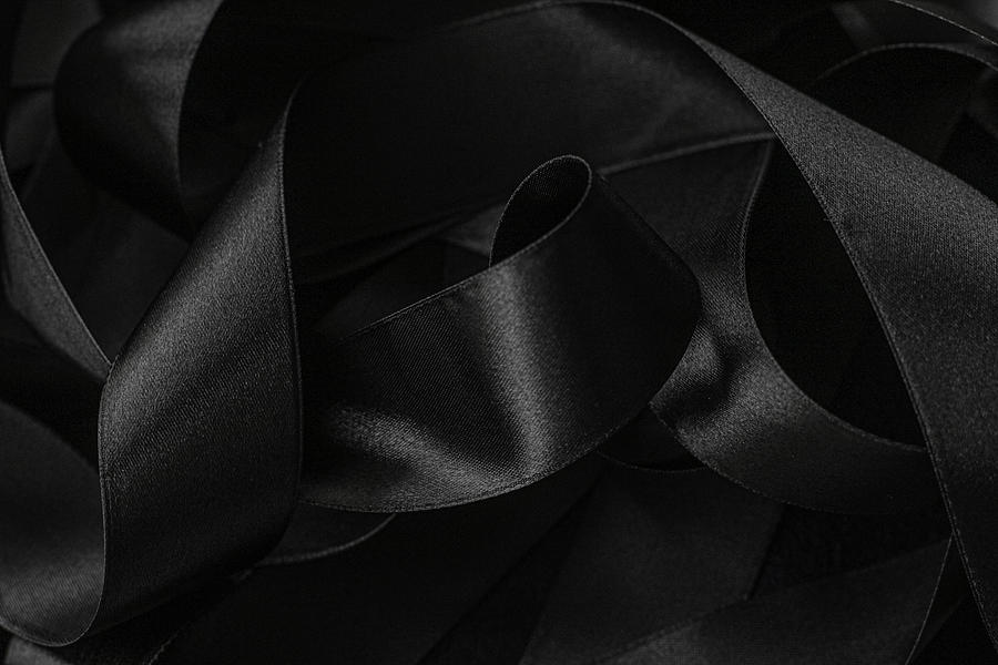 Black silk ribbon as background, abstract and luxury brand desig #1 by  Anneleven Store