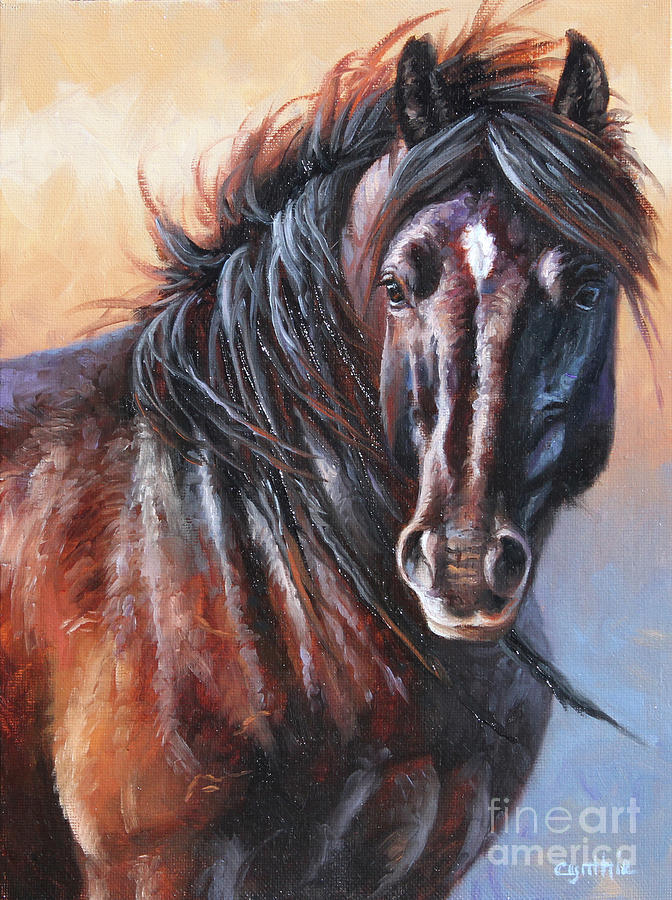 Black Stallion #1 Painting by Cynthie Fisher