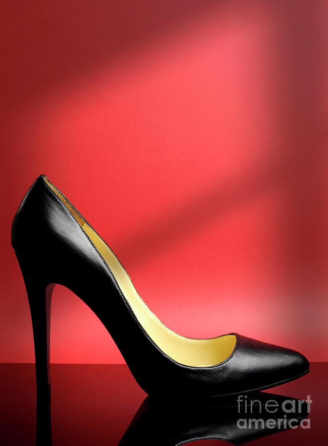 Black stiletto high heel female shoe #1 Photograph by Milleflore Images