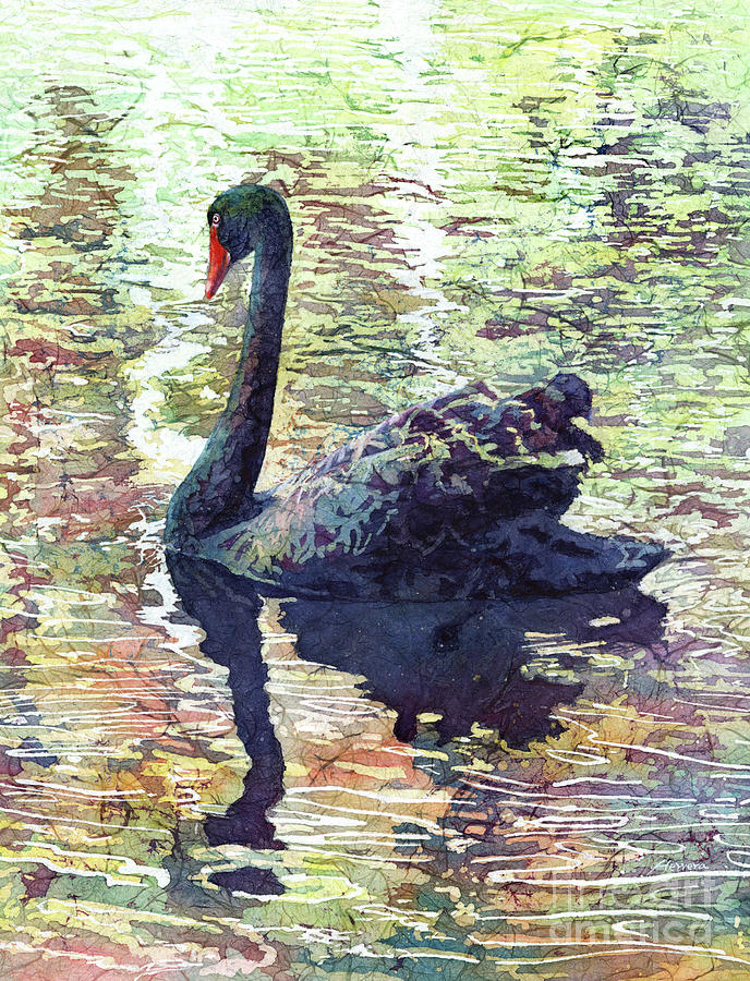Black Swan-pastel Colors Painting