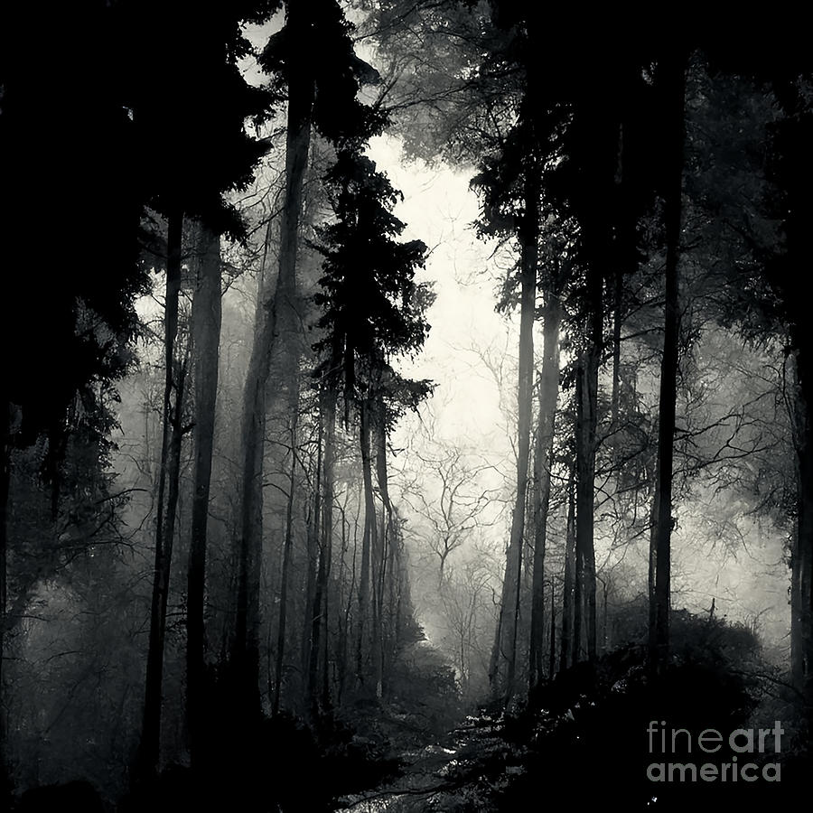 Nature Digital Art - Black winter forest #1 by Sabantha