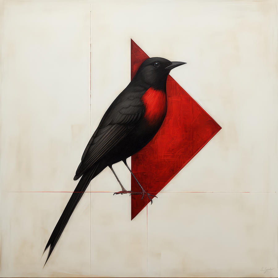 Cardinal Painting - Red Breasted Meadowlark by Lourry Legarde