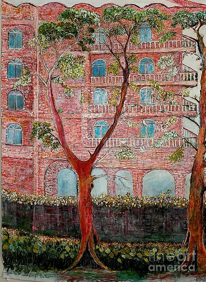 Blessed balconies #1 Painting by Subrata Bose