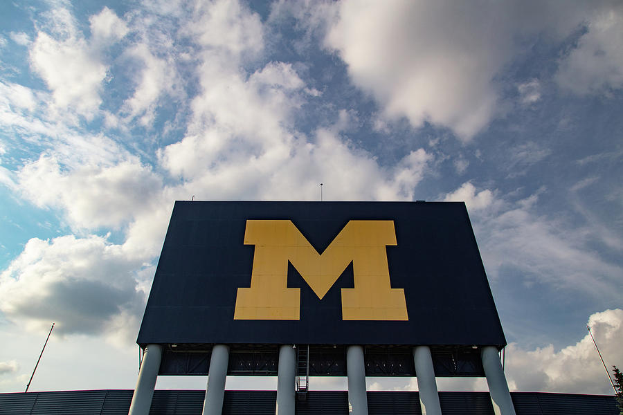 Block M sign at Michigan Stadium #1 Photograph by Eldon McGraw
