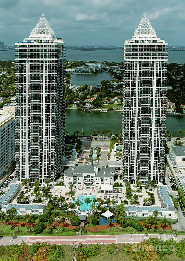 Blue And Green Diamond Condos Miami Beach Aerial View Photograph By ...