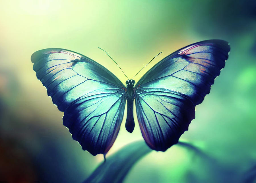 Blue Butterfly in Nature Art, Butterfly Background Digital Art by Wyatt ...