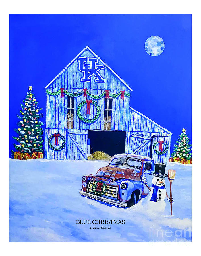 Blue Christmas #2 Painting by James Cain Jr