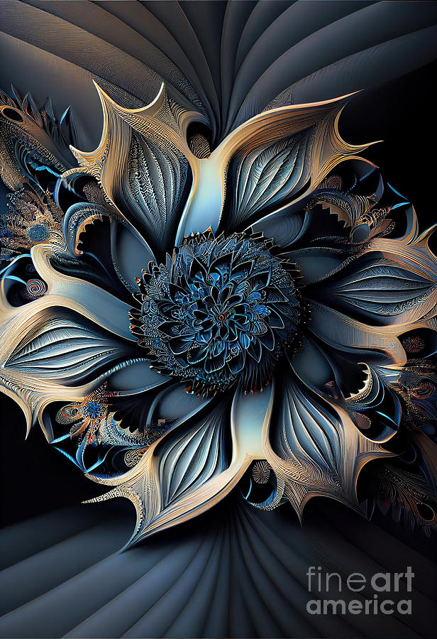 Flower Digital Art - Blue flower geometry #1 by Sabantha
