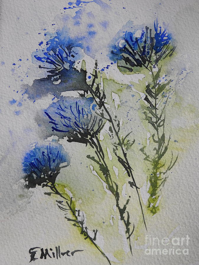 Blue Flowers #1 Painting by Eunice Miller