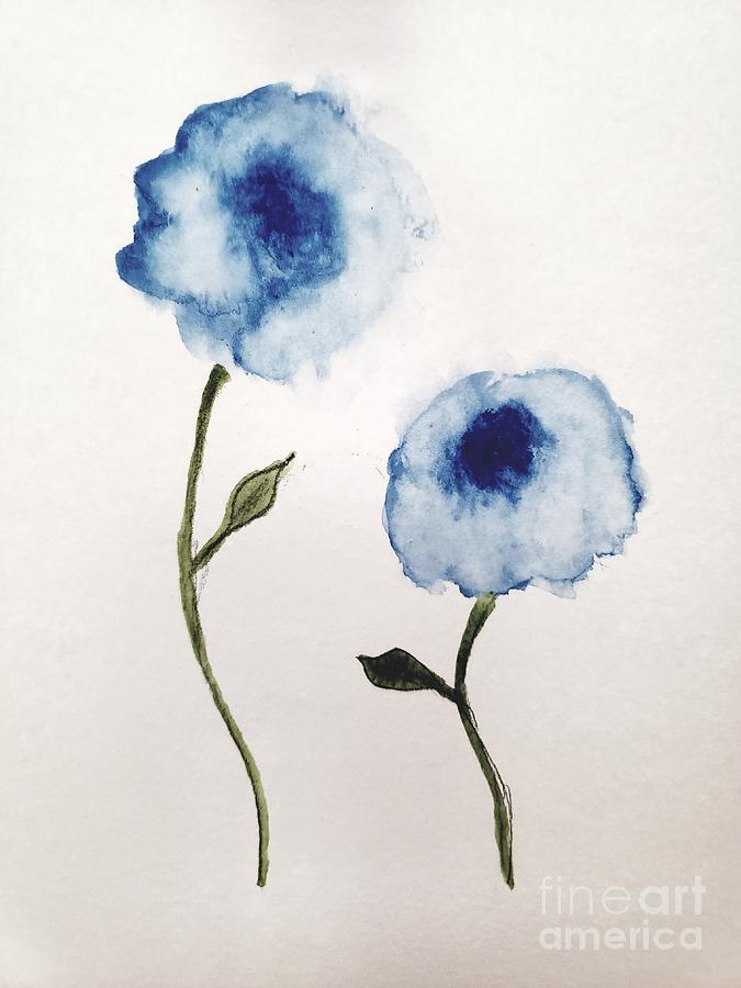 Blue Flowers  #1 Painting by Margaret Welsh Willowsilk