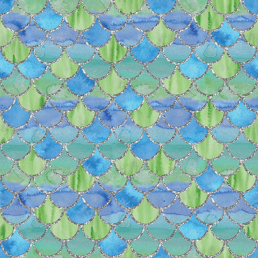 Blue Green Mermaid Scales #1 Digital Art by Sambel Pedes