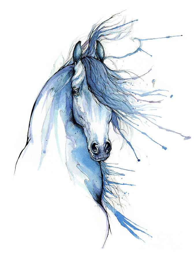 Blue horse 03 06 20 Painting by Ang El