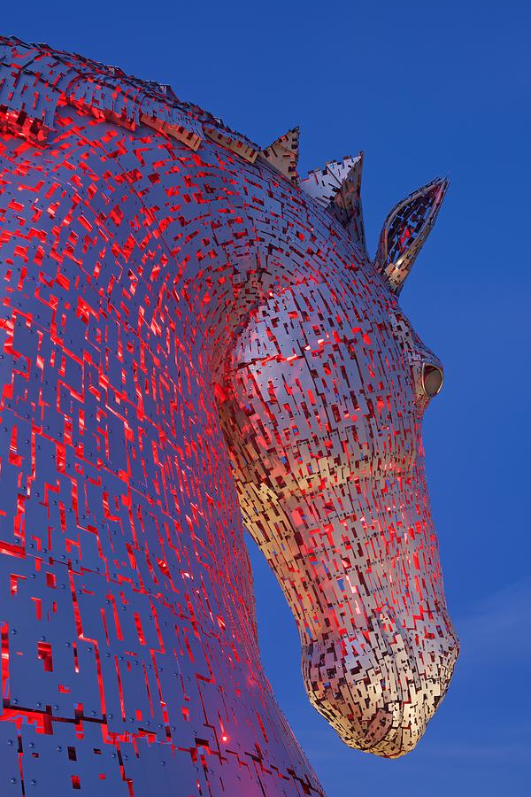 Blue Hour at the Kelpies #1 Photograph by Stephen Taylor