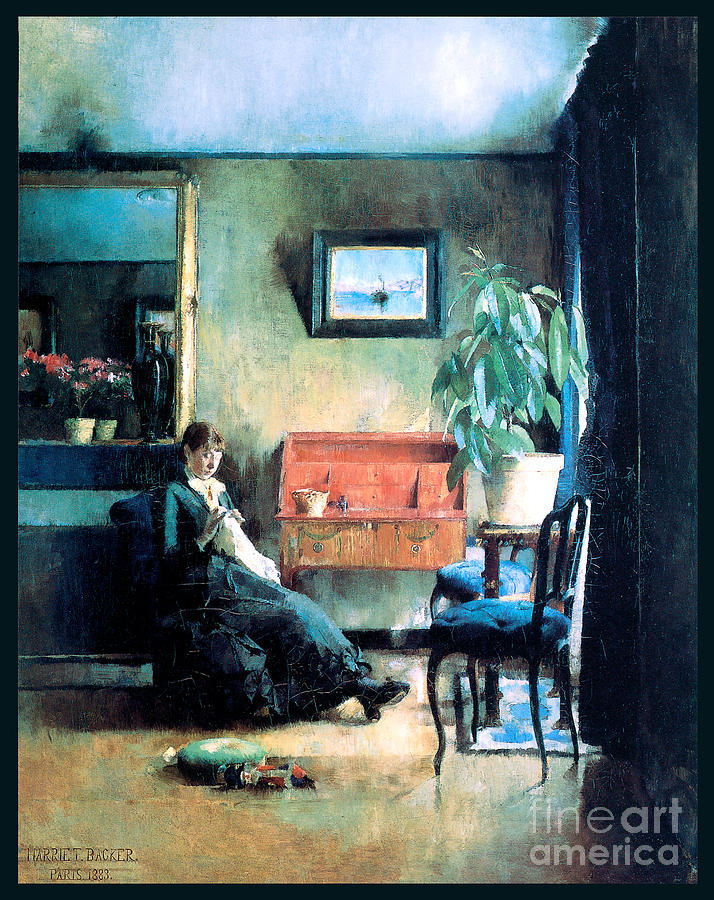 Blue Interior 1883 Painting by Harriet Backer
