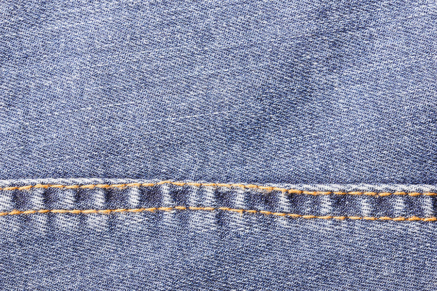 Blue Jeans Sew Closeup Texture. Photograph