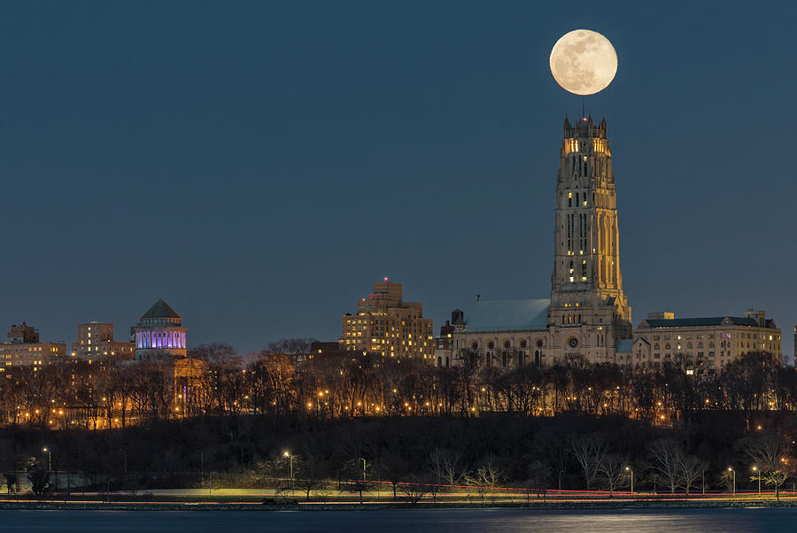 Blue Moon Over Cathedral Of Saint John NYC #1 Photograph by Susan Candelario