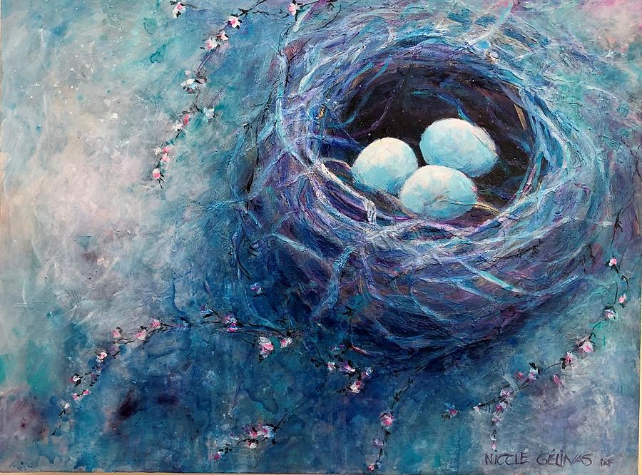 Blue nest #1 Painting by Nicole Gelinas