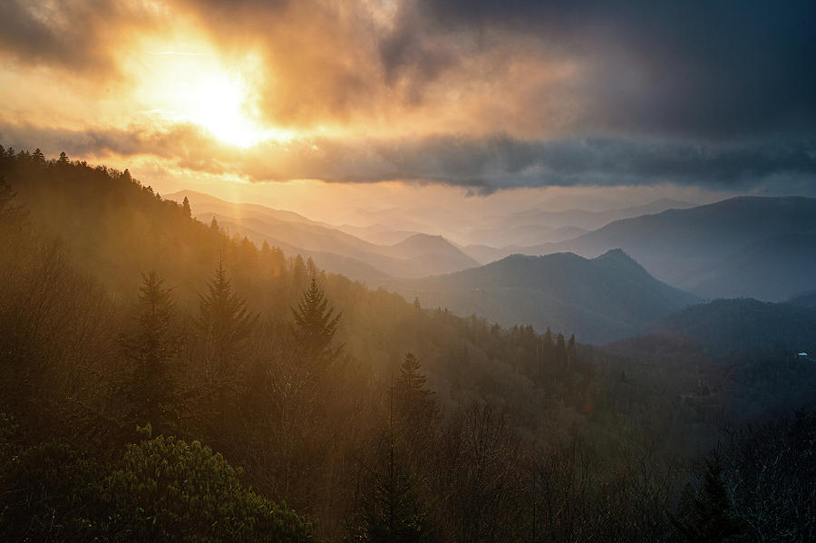 Blue Ridge Parkway Cherokee NC Winter Sunset Scenic Photograph by ...