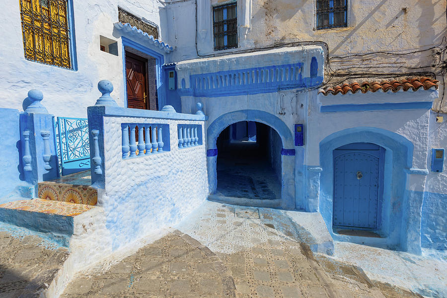 Blue street inside Medina of Chefchaouen #1 Photograph by Mikhail Kokhanchikov