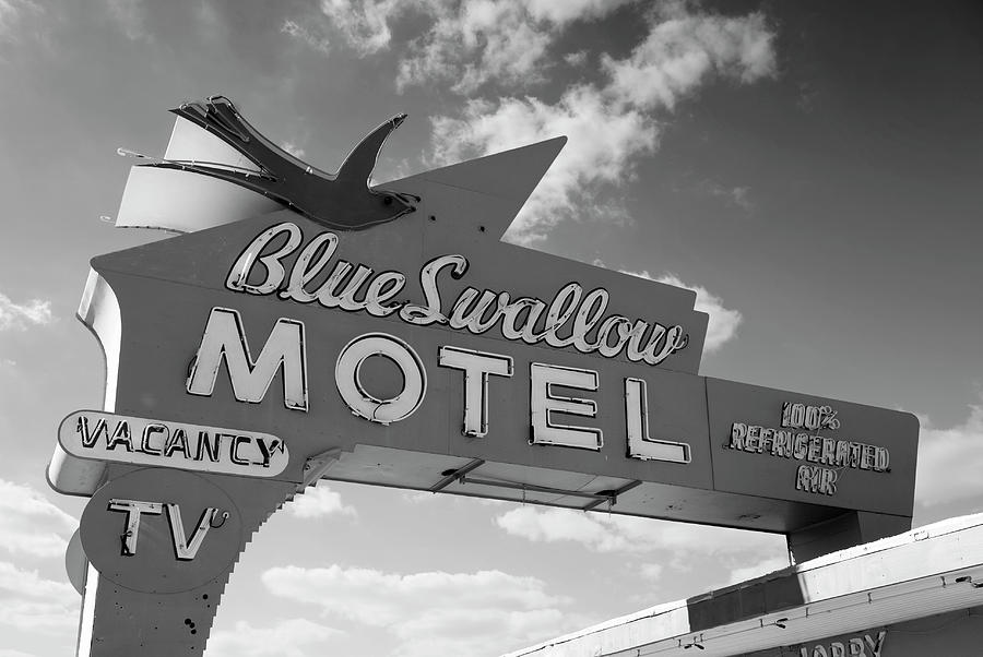 Blue Swallow Motel Tucumcari New Mexico BW #1 Photograph by Bob Pardue