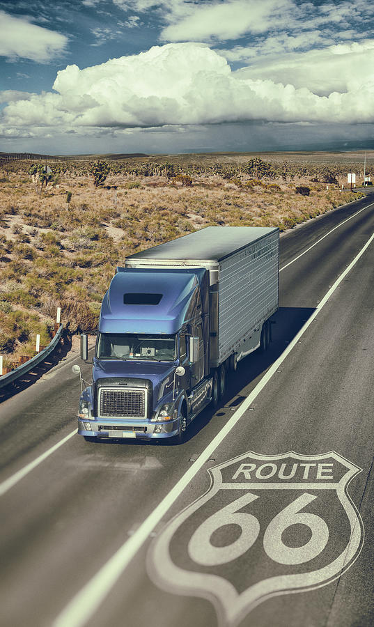 Blue truck driving through Southwest USA on route 66 #1 Photograph by Grafissimo Blue truck driving through Southwest USA on route 66 #1 Photograph by Grafissimo